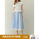 獨束大碼女裝藍白格紋微胖半身裙2025新款顯瘦裙子 夏日藍 XL （尺碼：3）