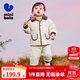 迷你巴拉長(cháng)袖套裝男女童抗菌棉翻領(lǐng)開(kāi)襟棉服棉褲兩件套冬新款 淺駝50017 90