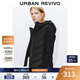UR2025冬季新款女裝簡(jiǎn)約氣質(zhì)拼接絎縫連帽拉鏈棉服UWM150048# 黑色 M