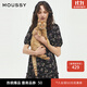 moussy 2025新品法式少女方領(lǐng)泡泡袖碎花連衣裙028ISA33-3301 025花紋黑色 M