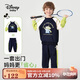Disney baby迪士尼男童套裝兒童衛衣衛褲兩件中小童裝秋季運動(dòng)套新 深藍 120