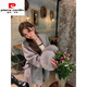 皮爾卡丹（pierre cardin）2025新款名媛小香風(fēng)雙面羊絨大衣女短款小個(gè)子可拆狐貍毛外套 高級灰 S 【90-120斤】