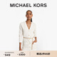 MICHAEL KORS邁克高仕 MK 女士老花針織長(cháng)袖開(kāi)衫 含鏈條腰帶米色 110S