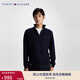 TOMMY HILFIGER【含羊絨】秋冬男裝通勤純色合身立領針織毛衣開衫外套 午夜藍DW5 2XL （推薦：180-200斤）