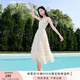 香影無袖背心連衣裙女2025夏季新款高腰超仙拼接網(wǎng)紗層層蛋糕裙子 米色 S