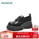 熱風(fēng)（Hotwind）【商場(chǎng)同款】秋季樂(lè )福鞋厚底增高系帶漆皮亮面英倫風(fēng)時(shí)尚休閑 01黑色 39 正碼