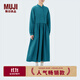 無(wú)印良品（MUJI）IDEE 女式 平織 長(cháng)袖連衣裙 女裝裙子早秋 GAD58C4S 深藍色 均 碼 （165/88A）