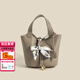 喵小姐（MISSMIAO） 輕奢高端品牌女士包包新款通勤菜籃子水桶包高級感手提斜挎包女 大象灰(高級感小眾生日禮物送女友） 洋氣實(shí)用軟皮手提菜籃子包子母包