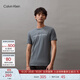 Calvin KleinJeans夏季男女情侶中性年輕ck多色印花透氣修身短袖T恤J320931 PN6-霧霾藍 L （推薦145-160斤）