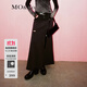 MO&Co.半身裙棉質黑色牛仔布拼接低腰長款破洞卷邊魚尾裙摩安珂 炭黑色 M 165