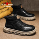 公牛世家中高幫男鞋冬季潮流新款男士保暖休閑鞋子男款運動(dòng)馬丁靴工裝板鞋  黑色【四季款單鞋】 GN251Y099-1 39