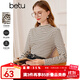 百圖betu女裝秋季新款衛衣女士高彈力半高領(lǐng)修身長(cháng)袖T恤2309T36 黑白條 L （黑白條預售11/19發(fā)貨）