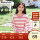 朵以（Duoyi）2025春季新款甜美撞色條紋衛衣清新學(xué)院風(fēng)鏈條圓領(lǐng)套頭寬松上衣女 粉白條 M