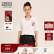 Teenie Weenie小熊短袖T恤女2025年春夏新款刺繡學(xué)院風(fēng)短袖打底衫上衣 象牙白 S 160