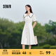 森馬連衣裙女純棉泡泡袖初戀裙24夏撞色大翻領(lǐng)中長(cháng)裙學(xué)院風(fēng) 本白10102 S