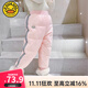 G.DUCKKIDS小黃鴨女童棉褲外穿兒童冬款韓版加絨羽絨棉保暖褲寶寶加厚褲子 粉紅色 120