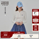 Teenie Weenie小熊女裝長(cháng)袖T恤2025秋季新款半開(kāi)襟溫柔時(shí)尚打底衫 象牙白 M
