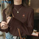 真維斯（Jeanswest）半高領(lǐng)打底衫女秋冬內搭韓版加厚洋氣咖啡色長(cháng)袖上衣