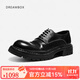 dreambox鈞博vibram防滑英倫風(fēng)休閑皮鞋馬皮手工固特異大頭德比鞋 黑色 41
