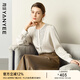 顏域高級(jí)感氣質(zhì)女士襯衫2025新款春裝通勤上衣圓領(lǐng)襯衣長(zhǎng)袖小衫女 杏色 2XL