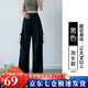 蘿美醬工裝褲女春秋戶(hù)外美式?jīng)_鋒小個(gè)子寬松闊腿登山褲子速干運動(dòng)褲速腳 黑色加長(cháng)款【夏季薄款】 M 【建議101-115斤】