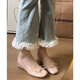 渝鼎福裸色單鞋女2025新款內增高平底瓢鞋法式氣質(zhì)芭蕾鞋淺口軟底豆豆鞋 裸色 內增高4cm 37