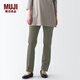 無(wú)印良品（MUJI）女式 橫豎彈力絲光斜紋 修身錐形褲 褲子休閑褲 BEM72C4S 深綠色 XL (165/74A，下襠75cm)