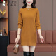 啄木鳥(niǎo)打底衫毛衣裙女中長(cháng)款秋冬新款洋氣針織衫中年大碼上衣 黃色 M