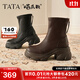 他她（TATA）喵爪靴2025秋冬百搭時(shí)裝靴女瘦瘦短靴新款彈力靴CEG07DZ5 黑色 36