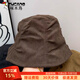 啄木鳥(niǎo)燈芯絨褶皺漁夫帽女日系復古美拉德水桶帽大頭圍顯臉小素顏盆帽子 深棕色 均碼