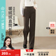 逸陽(yáng)加絨加厚窄版西裝直筒褲女冬新款高腰垂感寬松顯瘦闊腿休閑褲 深咖色 28