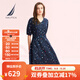 諾帝卡（NAUTICA）【商場(chǎng)同款】女裝春夏新款萊賽爾親膚透氣休閑連衣裙女41DO04 藏青色4NV L
