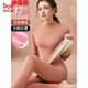 貓人（MiiOW）中高領(lǐng)保暖內衣女加厚加絨德絨秋衣秋褲純色發(fā)熱打底棉毛衫冬 暖橘色(高領(lǐng)套裝) XL (適合100-120斤)