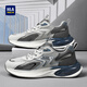 海瀾之家（HLA）鞋子男鞋春季新款氣墊減震運動(dòng)鞋旅游跑步鞋爆米花軟底休閑網(wǎng)面鞋 白灰色（網(wǎng)面款） 39