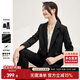 尚都比拉職業(yè)通勤西裝套裝女春秋正裝西服外套褲子面試兩件套 黑色 L