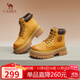 駱駝（CAMEL）大黃靴女時(shí)髦擦色粗跟戶(hù)外工裝馬丁靴 L24W076611 土黃(5孔) 35