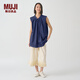 無(wú)印良品（MUJI）IDEE 女式 平紋 無(wú)袖罩衫 上衣女款夏季 棉麻 背心GAD11C4S 藏青色 L (165/88A)