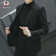 AEMAPE/美國蘋(píng)果 毛呢西服男士2026春秋季高端平駁領(lǐng)商務(wù)休閑西裝外套男 黑色 XL 【建議體重120-135斤】