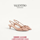 華倫天奴VALENTINO女士 VLOGO SIGNATURE 漆皮后系帶高跟鞋 肉桂粉色（建議選小半碼） 37