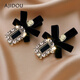 AJIDOU阿吉豆發(fā)夾女時(shí)尚輕奢絲絨蝴蝶結鴨嘴夾小香風(fēng)碎發(fā)側邊夾送女友