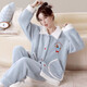 雪中飛珊瑚絨睡衣甜美可愛(ài)兩件套秋冬天新款女士法蘭絨保暖家居服可外穿 NSJLY-KS215藍色臘腸小狗 XL 【建議120-135斤】