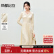尚都比拉優(yōu)雅絲絨連衣裙女冬季V領(lǐng)立體收腰顯瘦A字裙減齡長(cháng)袖氣質(zhì)中長(cháng)裙