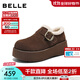 百麗（Belle）千層可頌質(zhì)感勃肯鞋女2025秋新款商場(chǎng)厚底增高休閑鞋E4S1DCM5預售 咖色-毛里 36