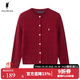 POLOWALK麻花針織開(kāi)衫女春秋季新款保羅女裝氣質(zhì)休閑絞花毛衣外套長(cháng)袖線(xiàn)衣 酒紅 新款AM8W43580268 L (165)