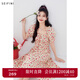 詩(shī)凡黎（'SEIFINI）詩(shī)凡黎粉色方領(lǐng)碎花連衣裙2024年夏新款流行收腰顯瘦約會(huì )中長(cháng)裙女 粉色 M 160/84A