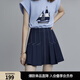 ELLE設計感百褶高腰A字半身裙女2025夏裝新款小個子氣質(zhì)顯瘦短裙 藏青 XL
