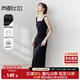 尚都比拉法式高級感連衣裙女秋季赫本風(fēng)長款氣質(zhì)A字裙抽褶收腰顯瘦背帶裙