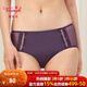 黛安芬/Triumph風(fēng)格魅力內褲女舒適透氣蕾絲中腰平角褲87R2411 黑加侖紫-FH 1條 XL
