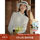 茵曼（INMAN）2025春秋女裝新款法式立領(lǐng)荷葉邊泡泡袖襯衫襯衣 米白色-18438542 M