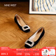 NINE WEST/玖熙復古法式方口鉆扣平跟女單鞋 NH465006SK 黑色37